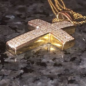 5 Carat Pave Diamond Pendant 14Kt with 14Kt Chain